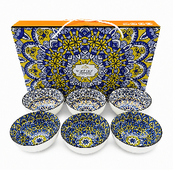 6-Piece Premium Ceramic Bowl Set – Elegant Mandala Design - Shilpkosha