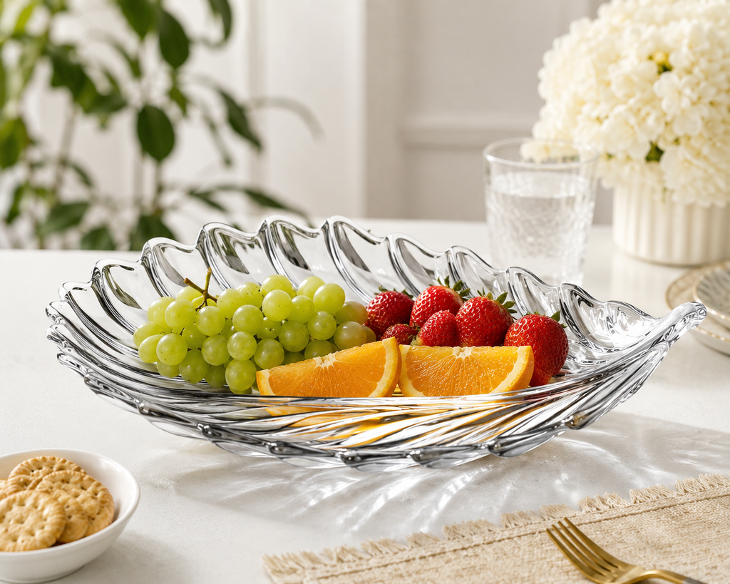 Leaf Shaped Glass Plate 12inch