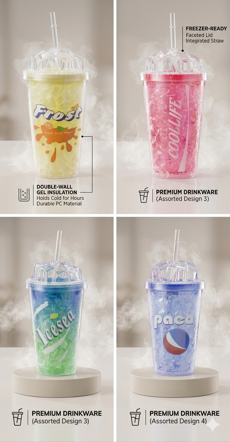Icy Gel Double-Wall Insulated Freezer Tumblers (450ml)