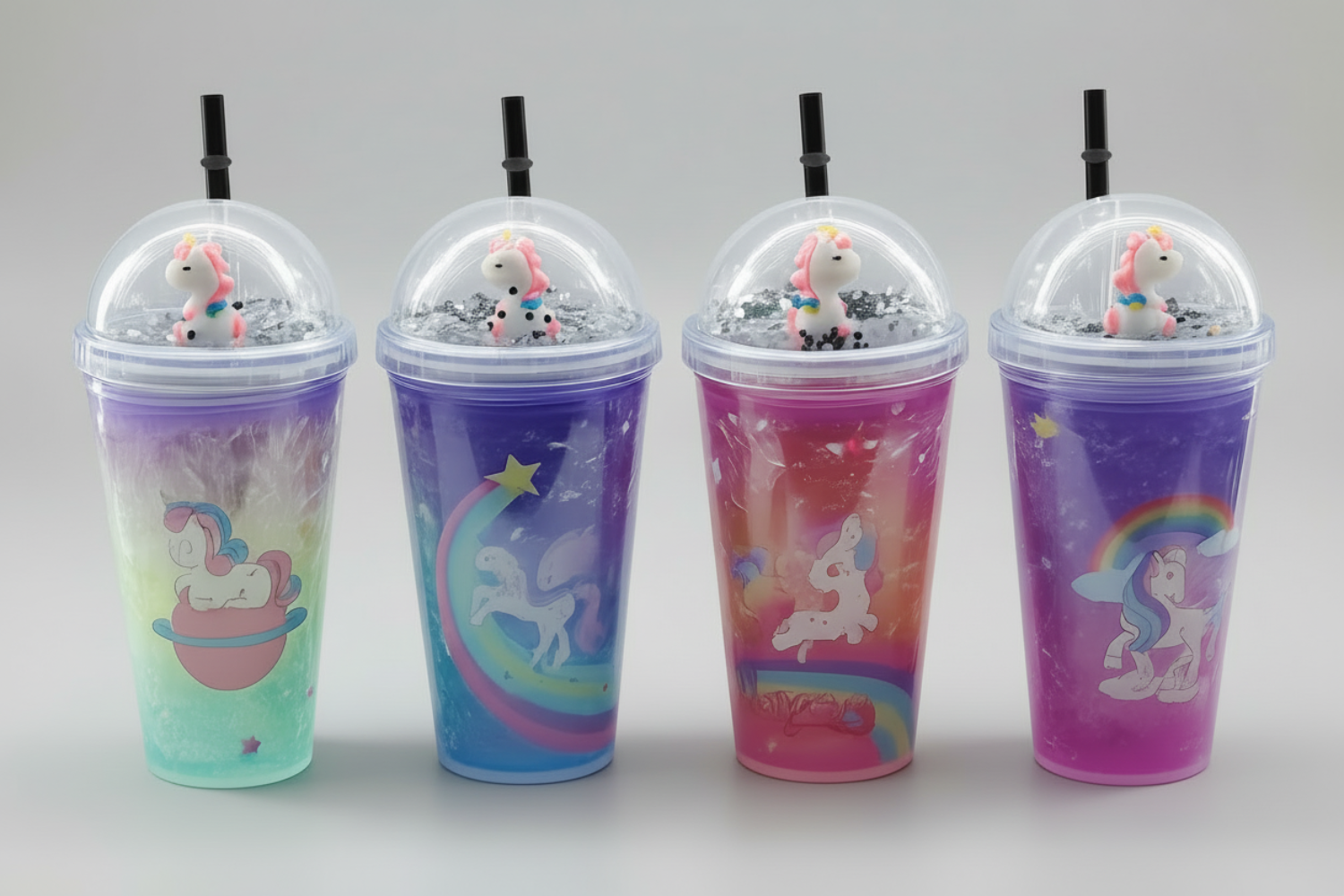 Glittery unicorn tumblers