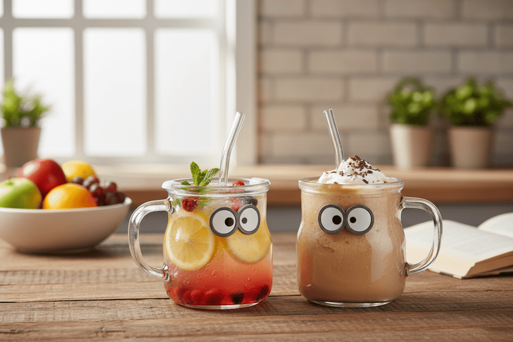 Googled Eye Transparent Glass Cups/Sipper(2 pc ) - Shilpkosha