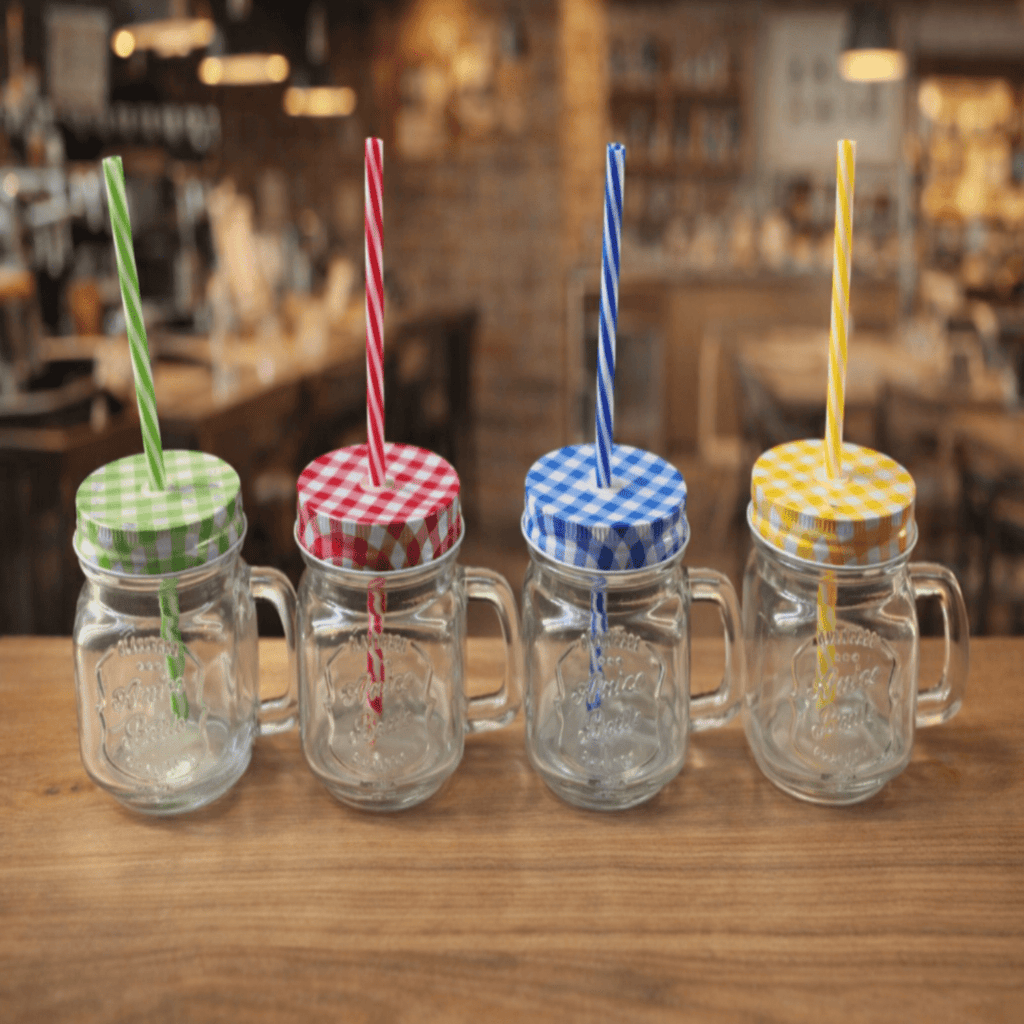 Mini Mason Jar with Straw (set of 4) - Shilpkosha