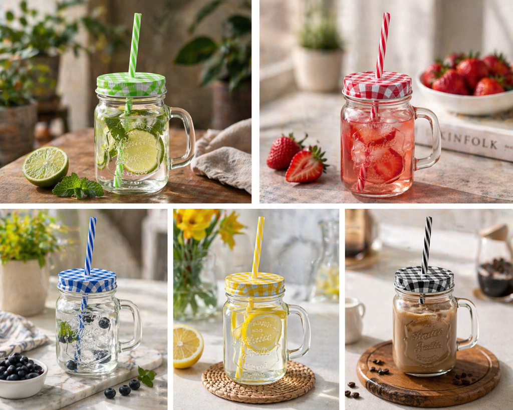 Mini Mason Jar with Straw (set of 4) - Shilpkosha