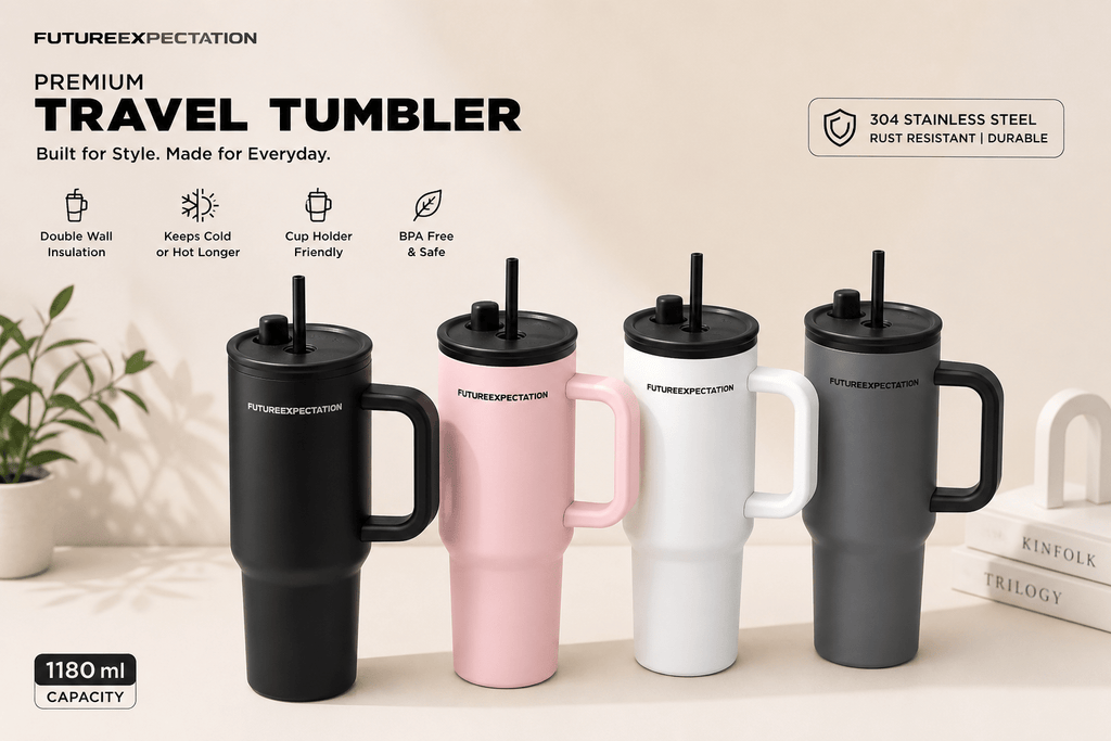 Premium 900ml Color Block Tumbler With Handles - Shilpkosha