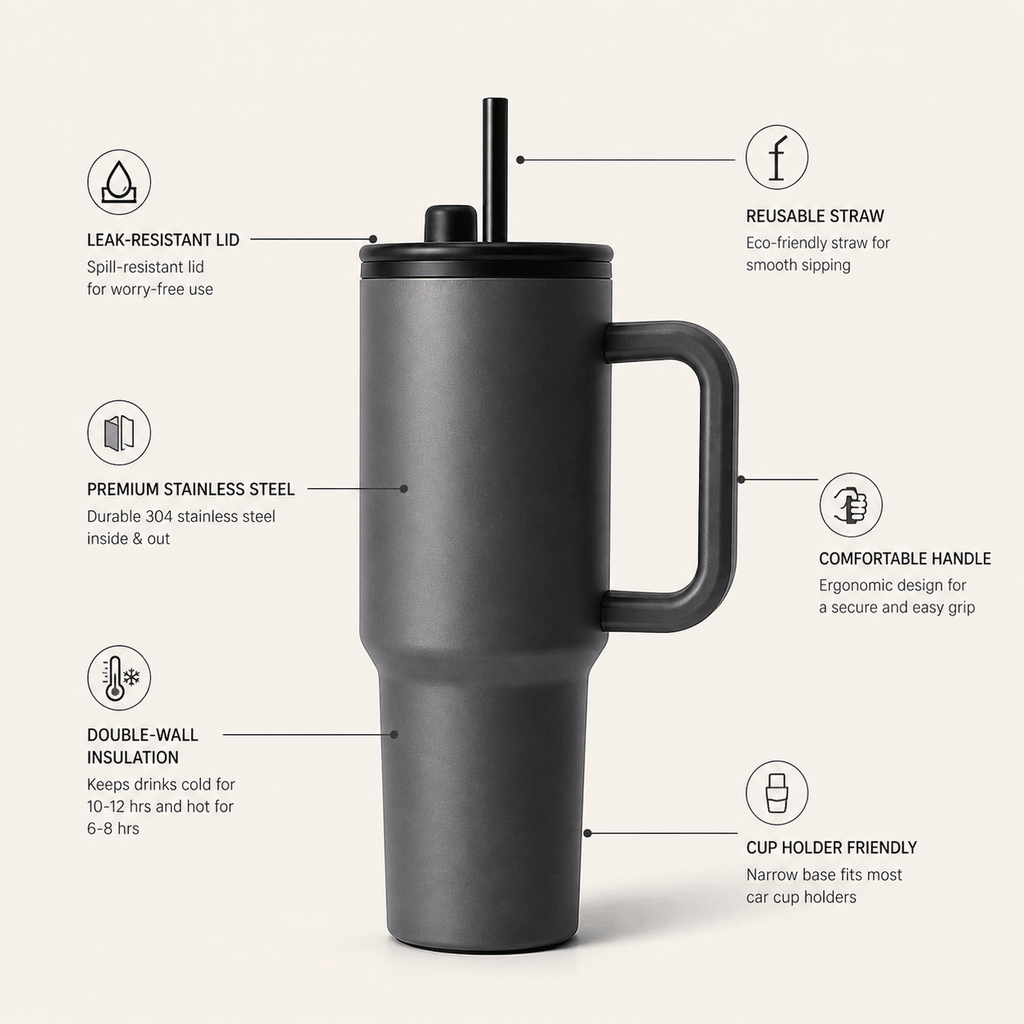 Premium 900ml Color Block Tumbler With Handles - Shilpkosha