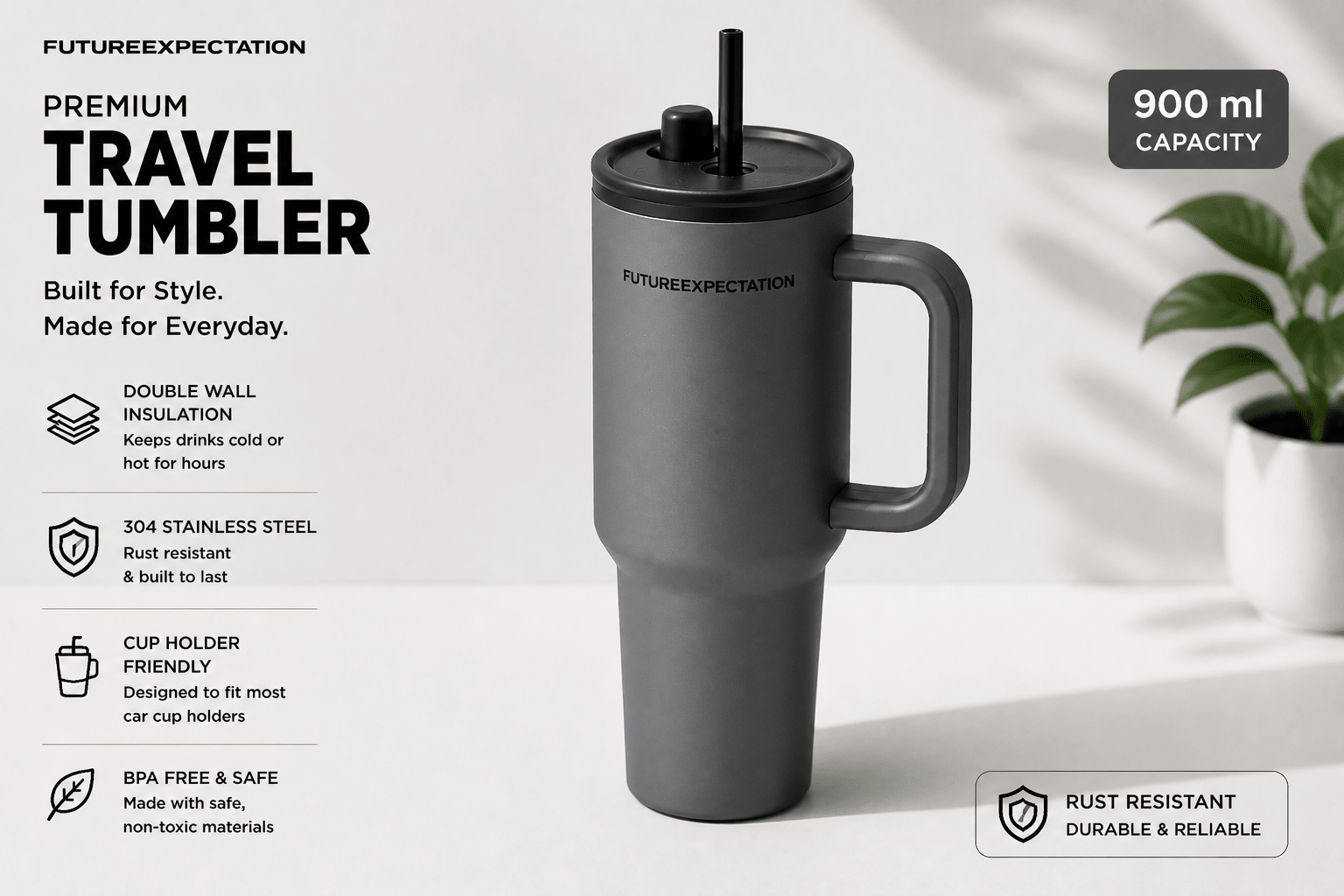 Premium 900ml Color Block Tumbler With Handles - Shilpkosha