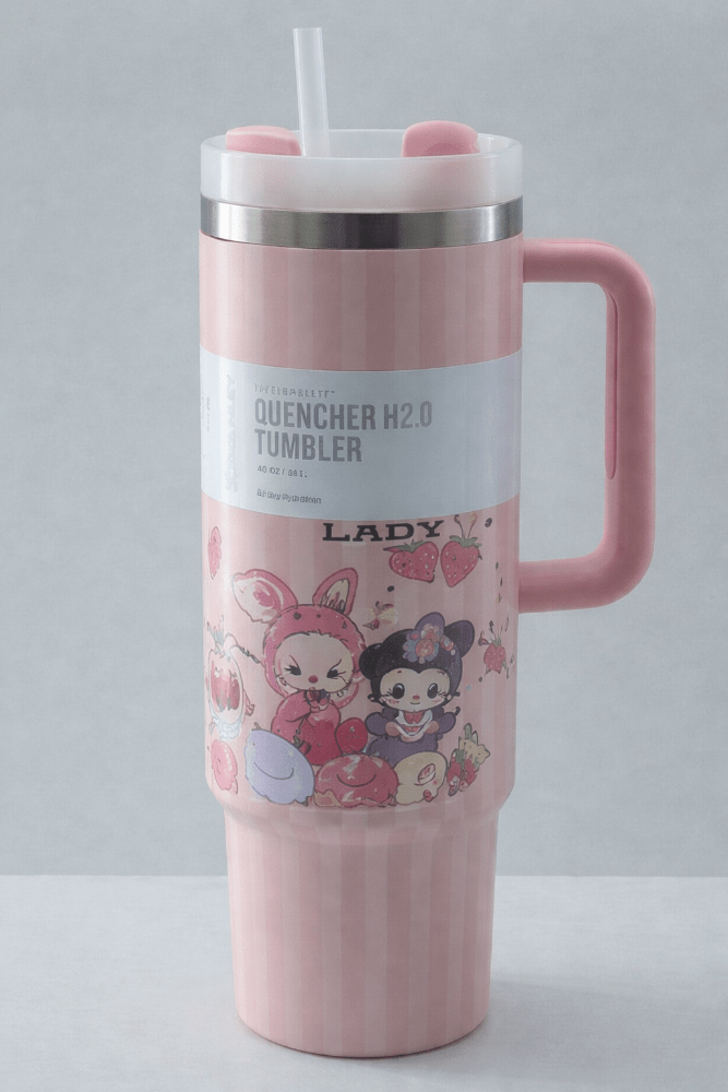 Sanrio Character Vacuum Cup with Straw and Handle 1200ml - Shilpkosha