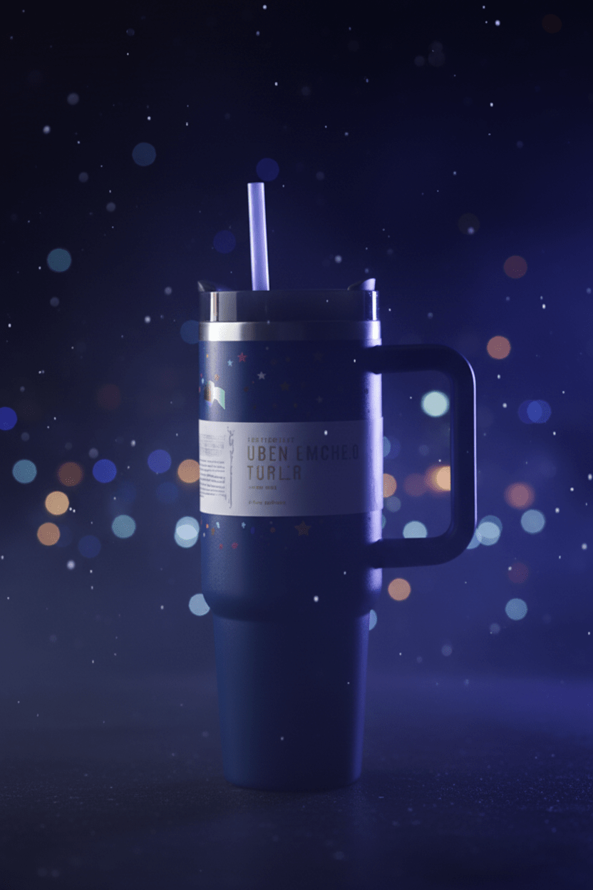 Starry Night Tumbler with Straw and Handle ✨ — Aesthetic Drinkware for Coffee Lovers - Shilpkosha