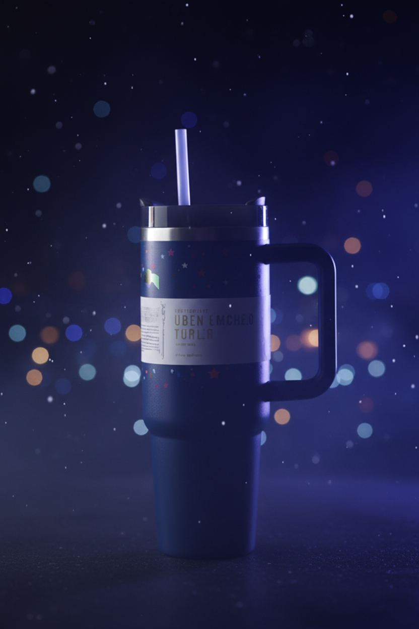Starry Night Tumbler with Straw and Handle ✨ — Aesthetic Drinkware for Coffee Lovers