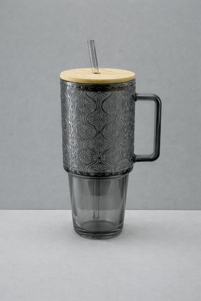 Smokey Vintage Glass Tumbler Cups